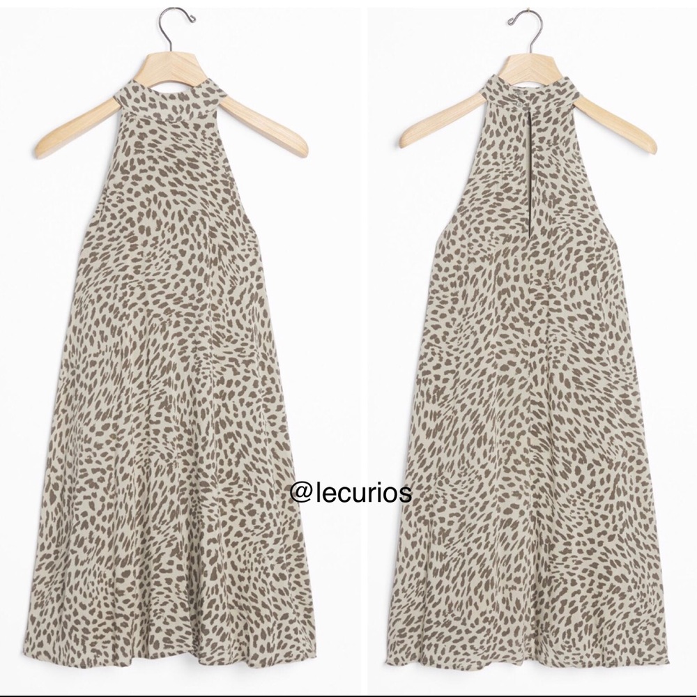 NWT Anthropologie Cheetah Halter Minidress. Size XSmall